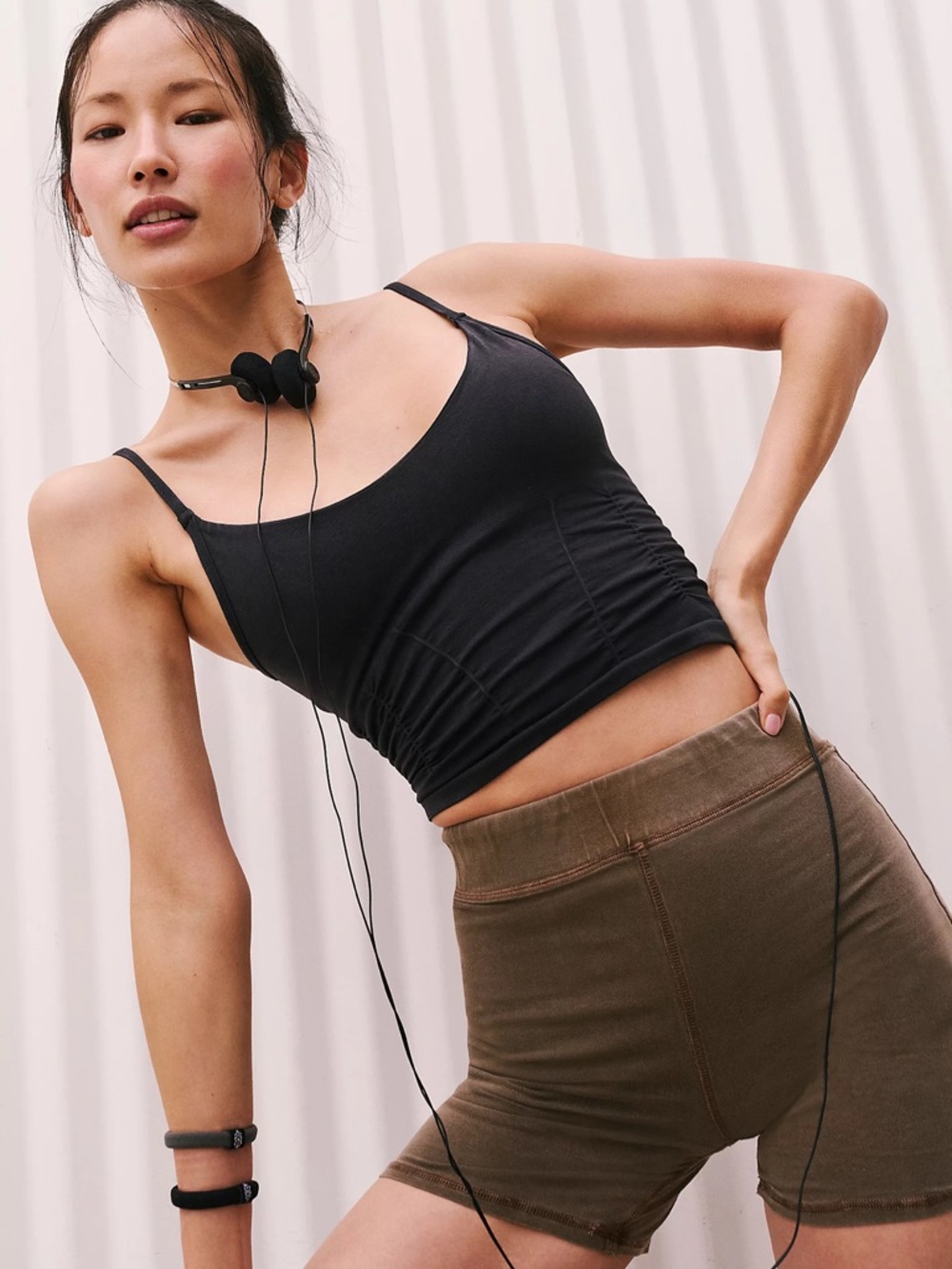 Free People Good Karma Ruched Cropped Cami Tank